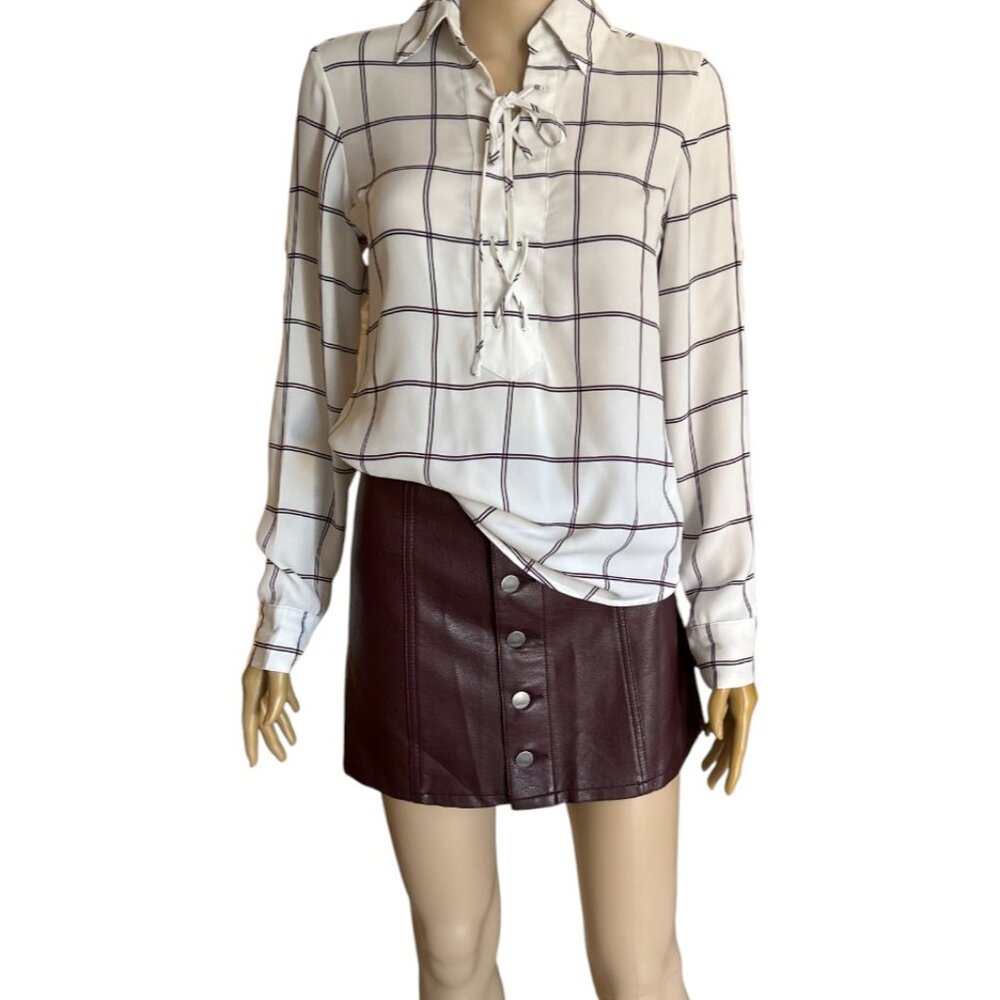 EXPRESS WOMEN'S VERSATILE SHIRT IVORY LONG SLEEVE XS  🦋 🌸